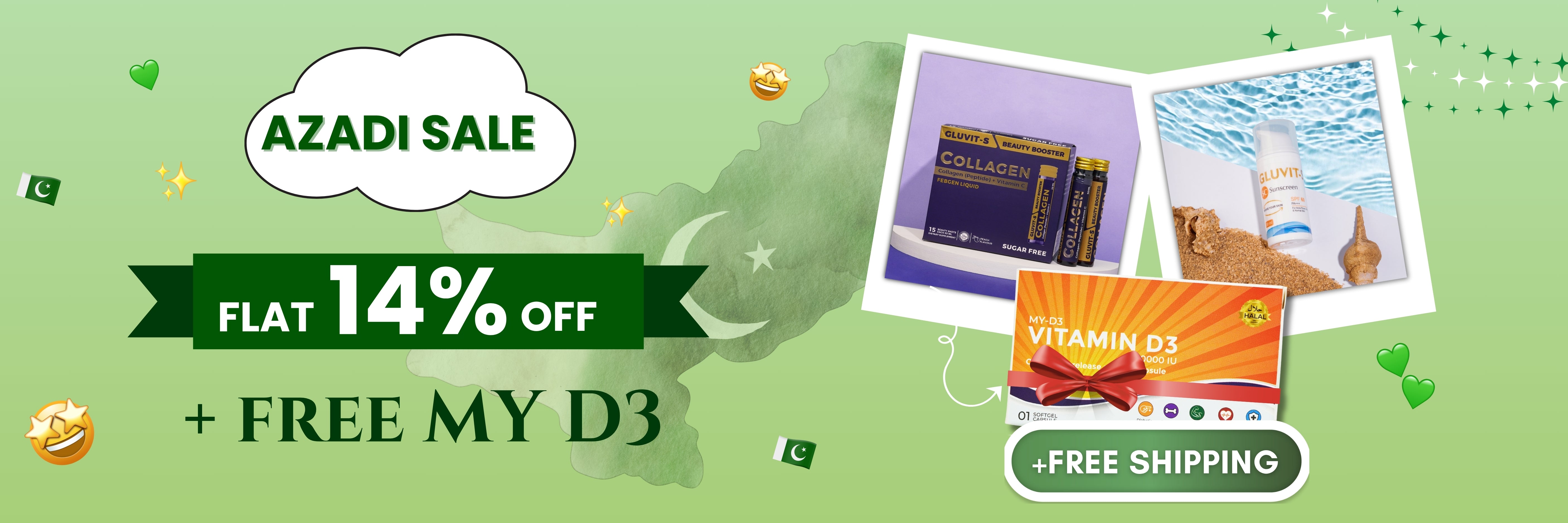 Gluvit-s Azadi Sale - FLAT 14% Off on entire stock