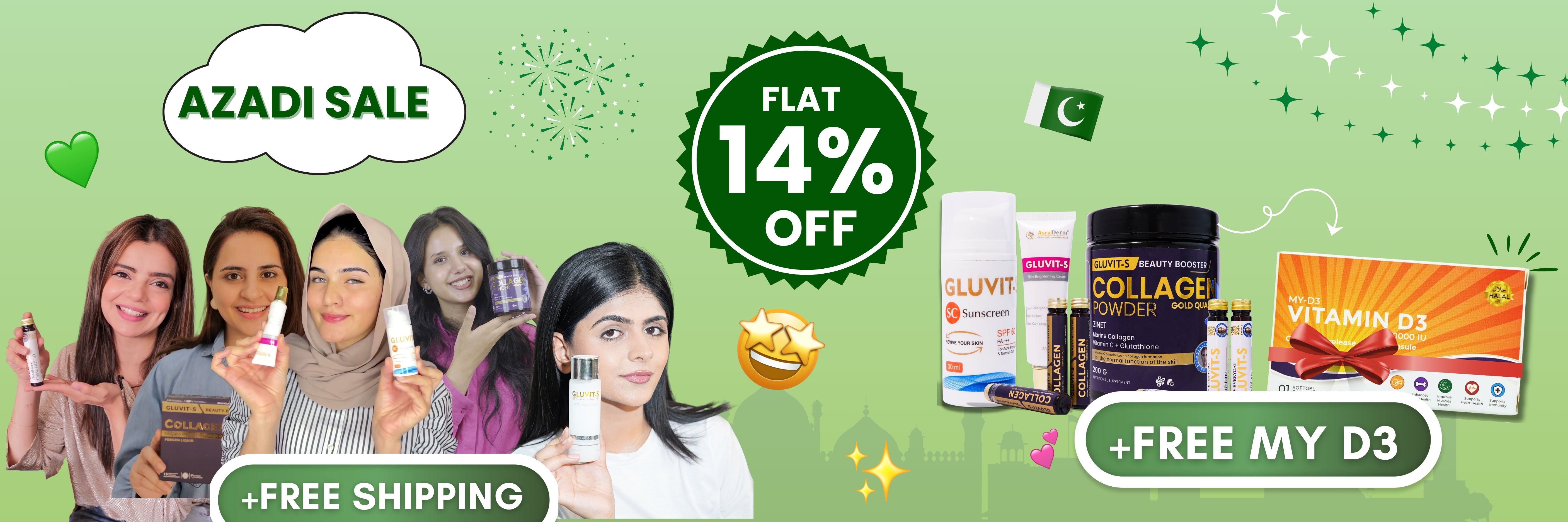 Gluvit-s Azadi Sale - FLAT 14% Off on entire stock