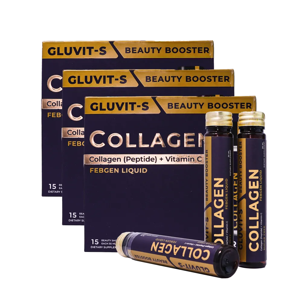 Gluvit-S Collagen Febgen Liquid | Oral Shots Pack of 3