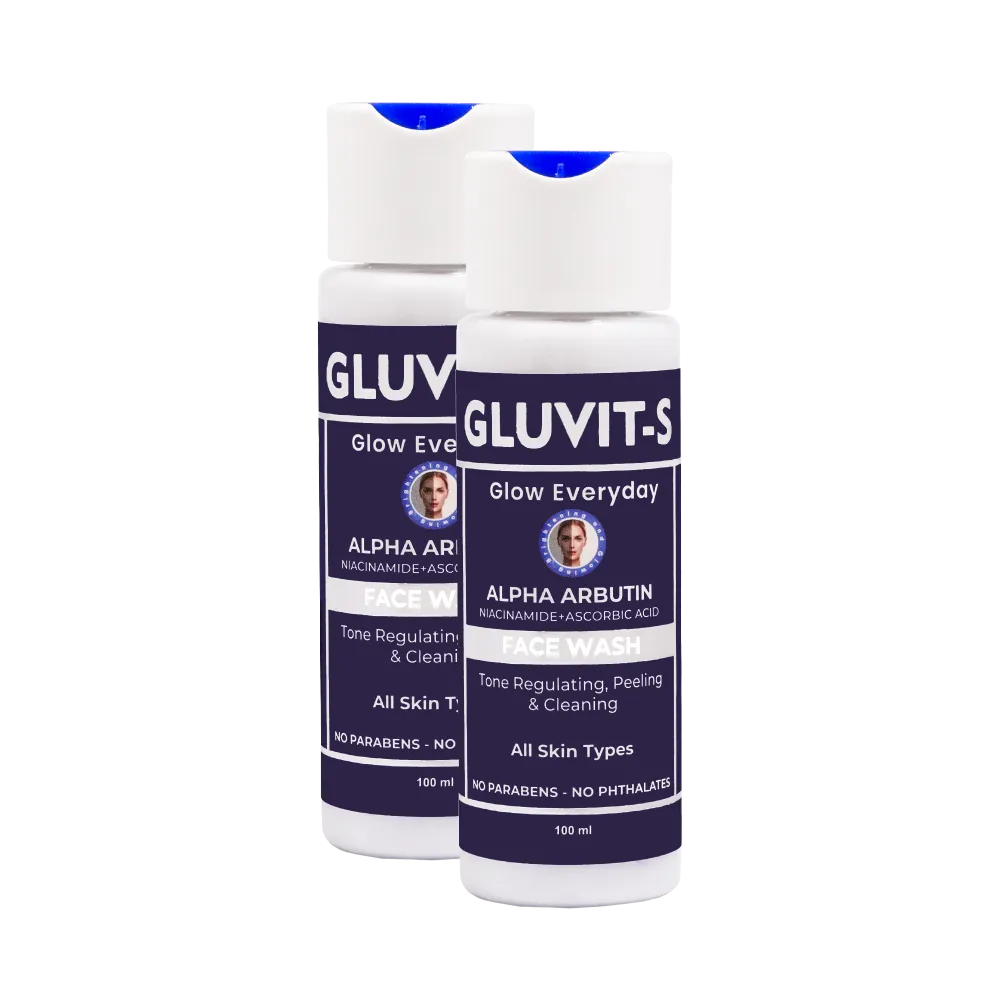 Gluvit-s Skin Whitening Face Wash with Alpha Arbutin, Niacinamide & Vitamin C | Pack of 2