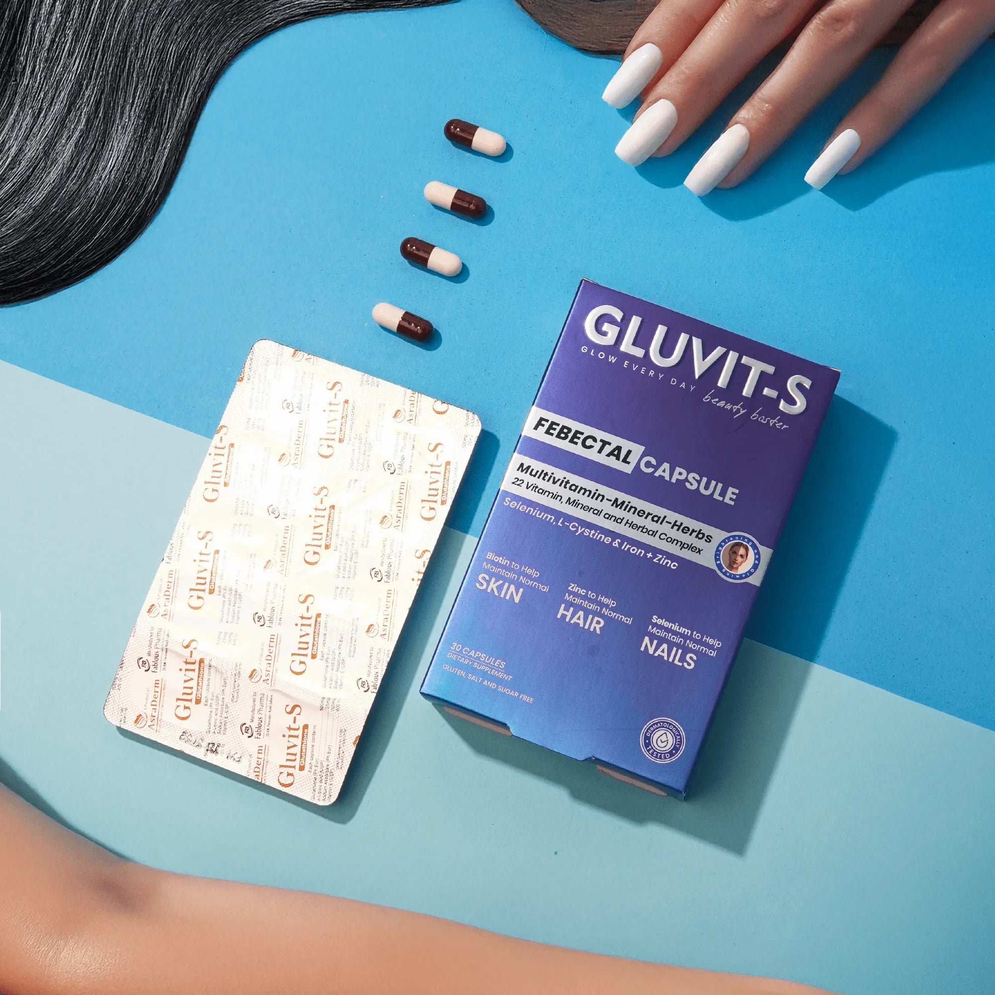 Gluvit-s Febectal Skin Hair & Nails Beauty Multivitamin Capsules